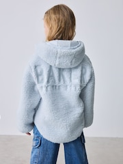 Baker by Ted Baker Blue Zip Through Hooded Borg Fleece Jacket - Imaginea 2 din 12