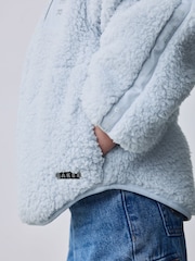 Baker by Ted Baker Blue Zip Through Hooded Borg Fleece Jacket - Imaginea 5 din 12