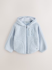 Baker by Ted Baker Blue Zip Through Hooded Borg Fleece Jacket - Imaginea 6 din 12