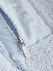 Baker by Ted Baker Blue Zip Through Hooded Borg Fleece Jacket - Imaginea 9 din 12
