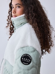 Baker by Ted Baker Borg Fleece & Nylon Mix Quilted Funnel Neck Jacket - Bild 3 von 5