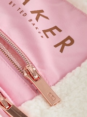 Baker by Ted Baker White Contrast Zip Through Hooded Borg Fleece Jacket - Imaginea 10 din 10