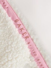 Baker by Ted Baker White Contrast Zip Through Hooded Borg Fleece Jacket - Imaginea 7 din 10