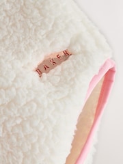 Baker by Ted Baker White Contrast Zip Through Hooded Borg Fleece Jacket - Imaginea 8 din 10