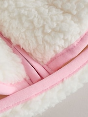 Baker by Ted Baker White Contrast Zip Through Hooded Borg Fleece Jacket - Imaginea 9 din 10