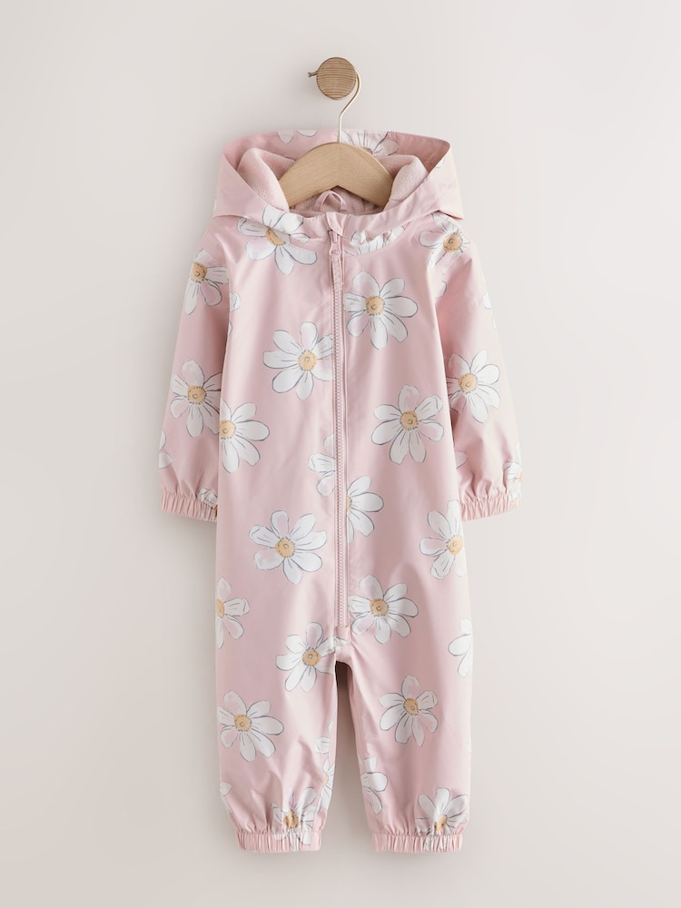Pink Floral Waterproof Printed Puddlesuit (3mths-7yrs) (3mths-7yrs) - Image 1 of 5 Pink Floral Waterproof Printed Puddlesuit (3mths-7yrs) (3mths-7yrs) - Image 1 of 5