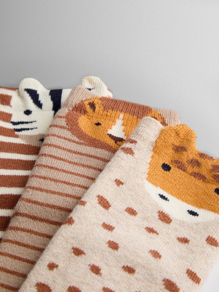 حزمة من 3 جوراب سميكة للغاية بتصميم حديقة حيوان من JoJo Maman Bébé - صورة 4 من 4