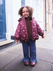 Burgundy Polka Dot Shower Resistant Padded Coat (3mths-7yrs) - Image 1 of 6