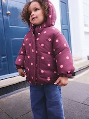 Burgundy Polka Dot Shower Resistant Padded Coat (3mths-7yrs) - Image 3 of 6