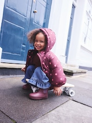 Burgundy Polka Dot Shower Resistant Padded Coat (3mths-7yrs) - Image 4 of 6
