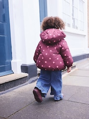 Burgundy Polka Dot Shower Resistant Padded Coat (3mths-7yrs) - Image 5 of 6