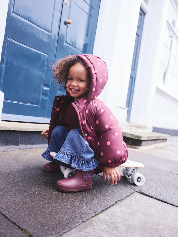 Burgundy Polka Dot Shower Resistant Padded Coat (3mths-7yrs) - Image 6 of 6 Burgundy Polka Dot Shower Resistant Padded Coat (3mths-7yrs) - Image 6 of 6