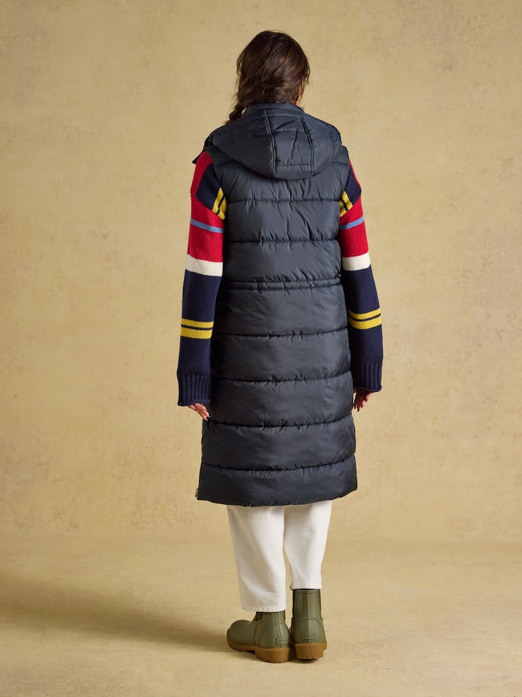 Joules Windermere Navy Showerproof Longline Padded Gilet - Image 2 of 11 Joules Windermere Navy Showerproof Longline Padded Gilet - Image 2 of 11