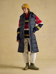 Joules Windermere Navy Showerproof Longline Padded Gilet - Image 8 of 11