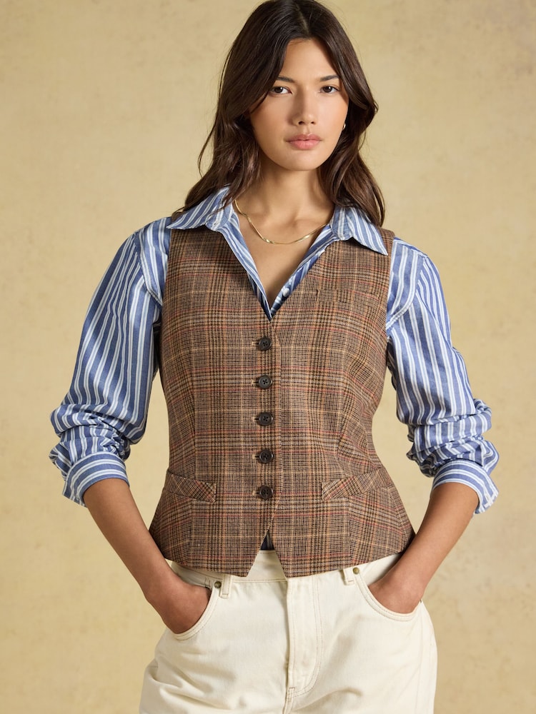Foxley Check Wool Rich Check Tweed Waistcoat - Image 2 of 7 Foxley Check Wool Rich Check Tweed Waistcoat - Image 2 of 7
