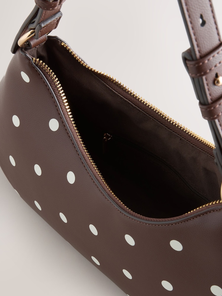 Chocolate Brown Polka Dot Scoop Shoulder Bag - Image 10 of 10