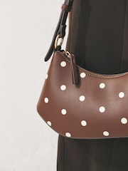Chocolate Brown Polka Dot Scoop Shoulder Bag - Image 4 of 10