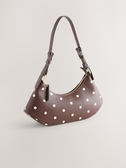 Chocolate Brown Polka Dot Scoop Shoulder Bag - Image 6 of 10