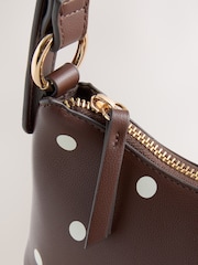 Chocolate Brown Polka Dot Scoop Shoulder Bag - Image 8 of 10