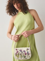 White Beaded Floral Shoulder Bag - Image 1 of 8