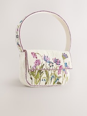 White Beaded Floral Shoulder Bag - Image 4 of 8