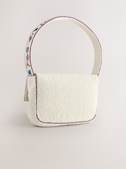 White Beaded Floral Shoulder Bag - Image 5 of 8