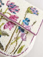 White Beaded Floral Shoulder Bag - Image 6 of 8
