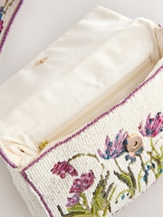 White Beaded Floral Shoulder Bag - Image 8 of 8