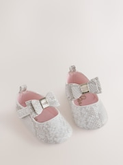 Baker by Ted Baker Ivory Snake Padders Shoes With Bow - Image 1 of 6