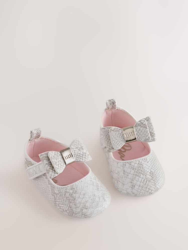 Baker by Ted Baker Ivory Snake Padders Shoes With Bow - Image 1 of 6 Baker by Ted Baker Ivory Snake Padders Shoes With Bow - Image 1 of 6