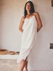 Cream Sequin Midi Slip Dress - Image 1 of 5