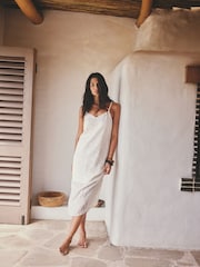 Cream Sequin Midi Slip Dress - Image 2 of 5