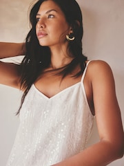 Cream Sequin Midi Slip Dress - Image 4 of 5