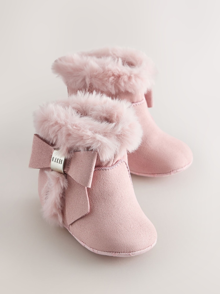 Baker by Ted Baker Pink Faux Fur Trim Padders Boots - Image 2 of 5 Baker by Ted Baker Pink Faux Fur Trim Padders Boots - Image 2 of 5