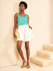 Синий с блестящим принтом в полоску - Жилет из джерси Love & Roses с круглым вырезом - Изображение 3 4