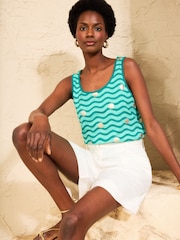 Синий с блестящим принтом в полоску - Жилет из джерси Love & Roses с круглым вырезом - Изображение 4 4