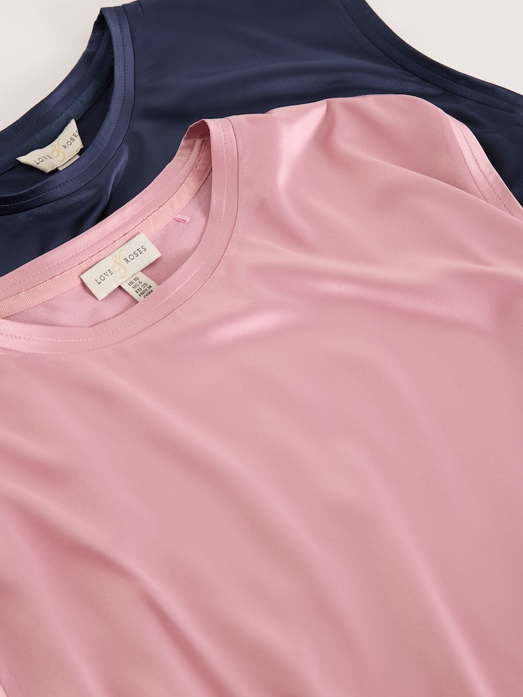 Love & Roses Satin Front Multipack T-Shirt - תמונה 2 מתוך 7