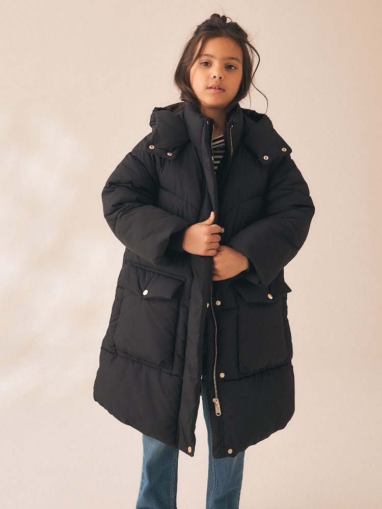 Schwarz - Shower Resistant Faux Fur Lined Padded Coat (3-16yrs) - Bild 1 von 4 Schwarz - Shower Resistant Faux Fur Lined Padded Coat (3-16yrs) - Bild 1 von 4