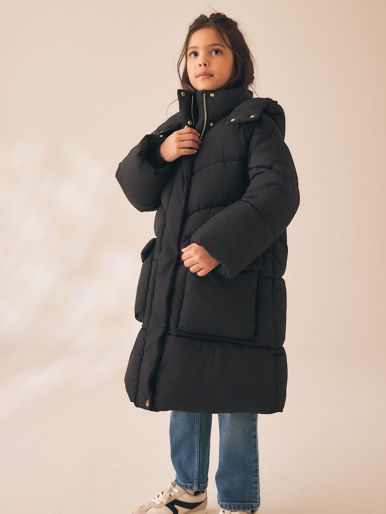 Schwarz - Shower Resistant Faux Fur Lined Padded Coat (3-16yrs) - Bild 2 von 4 Schwarz - Shower Resistant Faux Fur Lined Padded Coat (3-16yrs) - Bild 2 von 4