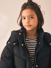 Schwarz - Shower Resistant Faux Fur Lined Padded Coat (3-16yrs) - Bild 4 von 4