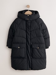 Black Shower Resistant Faux Fur Lined Padded Coat (3-16yrs) - Image 5 of 9