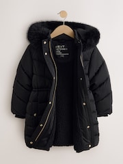 Sort - Vandafvisende Faux Fur Trim Polstrede frakker (3-16år) - Billede 6 af 9