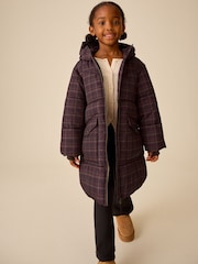 Check Shower Resistant Faux Fur Lined Padded Coat (3-16yrs) - Image 3 of 13