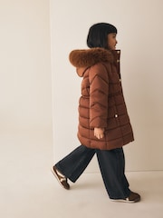 Copper Shower Resistant Faux Fur Trim Padded Coat (3-16yrs) - Image 2 of 12