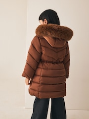 Copper Shower Resistant Faux Fur Trim Padded Coat (3-16yrs) - Image 3 of 12