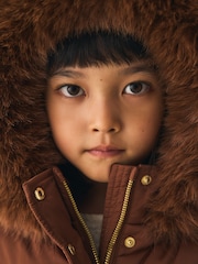 Copper Shower Resistant Faux Fur Trim Padded Coat (3-16yrs) - Image 4 of 12