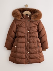 Copper Shower Resistant Faux Fur Trim Padded Coat (3-16yrs) - Image 6 of 12