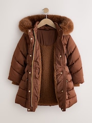 Copper Shower Resistant Faux Fur Trim Padded Coat (3-16yrs) - Image 7 of 12