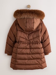 Copper Shower Resistant Faux Fur Trim Padded Coat (3-16yrs) - Image 8 of 12