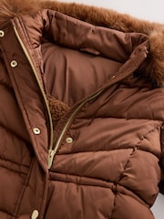 Copper Shower Resistant Faux Fur Trim Padded Coat (3-16yrs) - Image 9 of 12